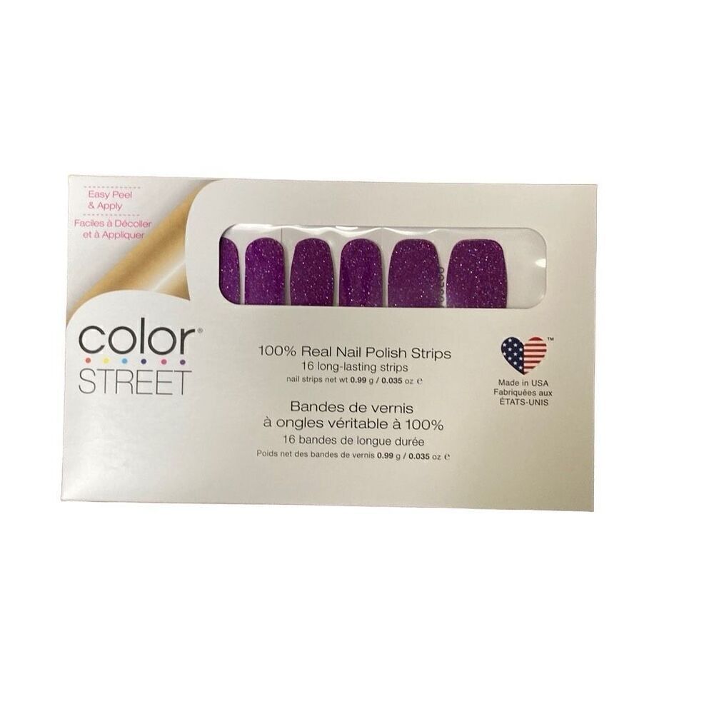 Color Street‎ 4 in 1 Retired Set 100% Nail Polish Strips purple glitter sparkle